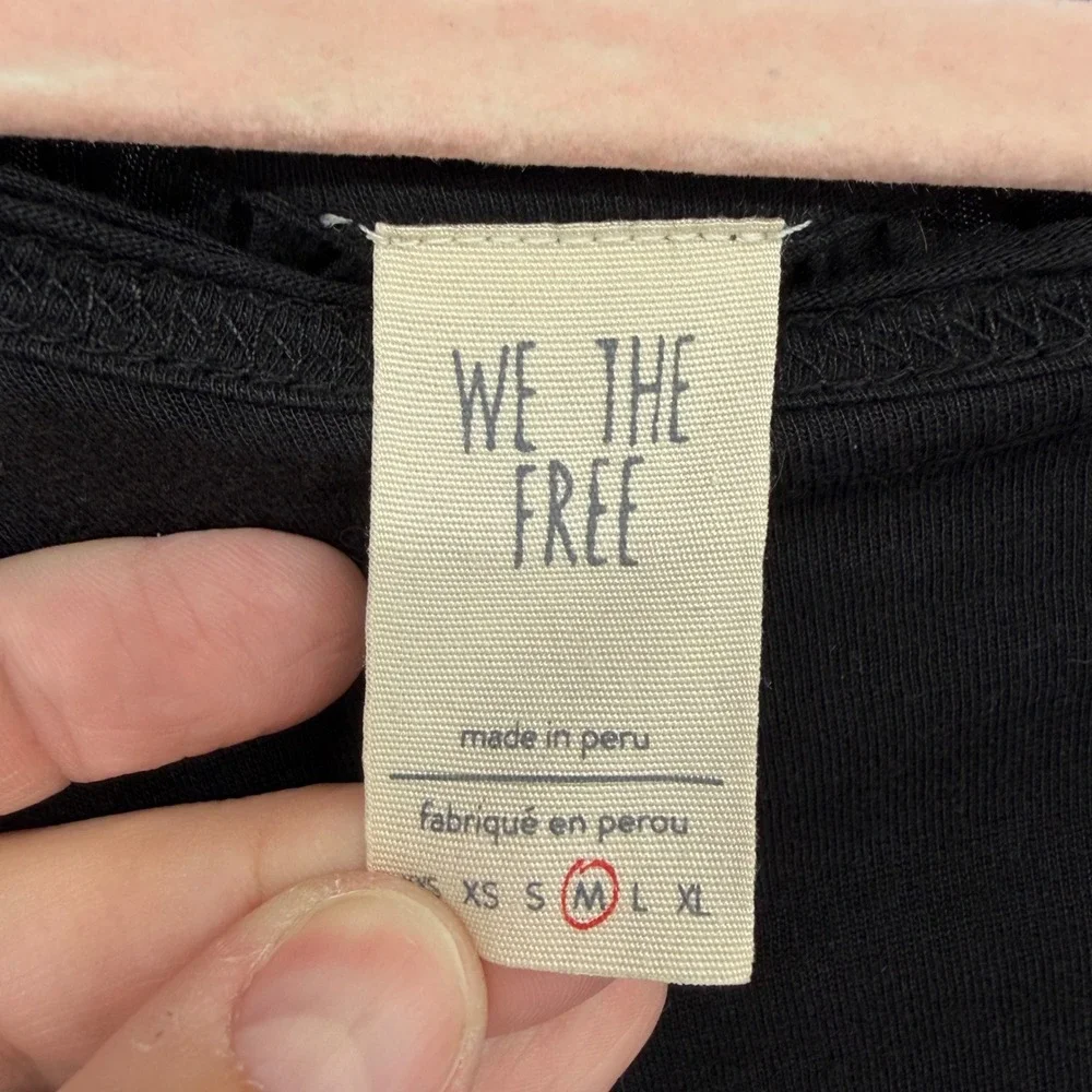 We The Free Free People Black Pima Cotton Modal High Low Peplum Top Size‎ M